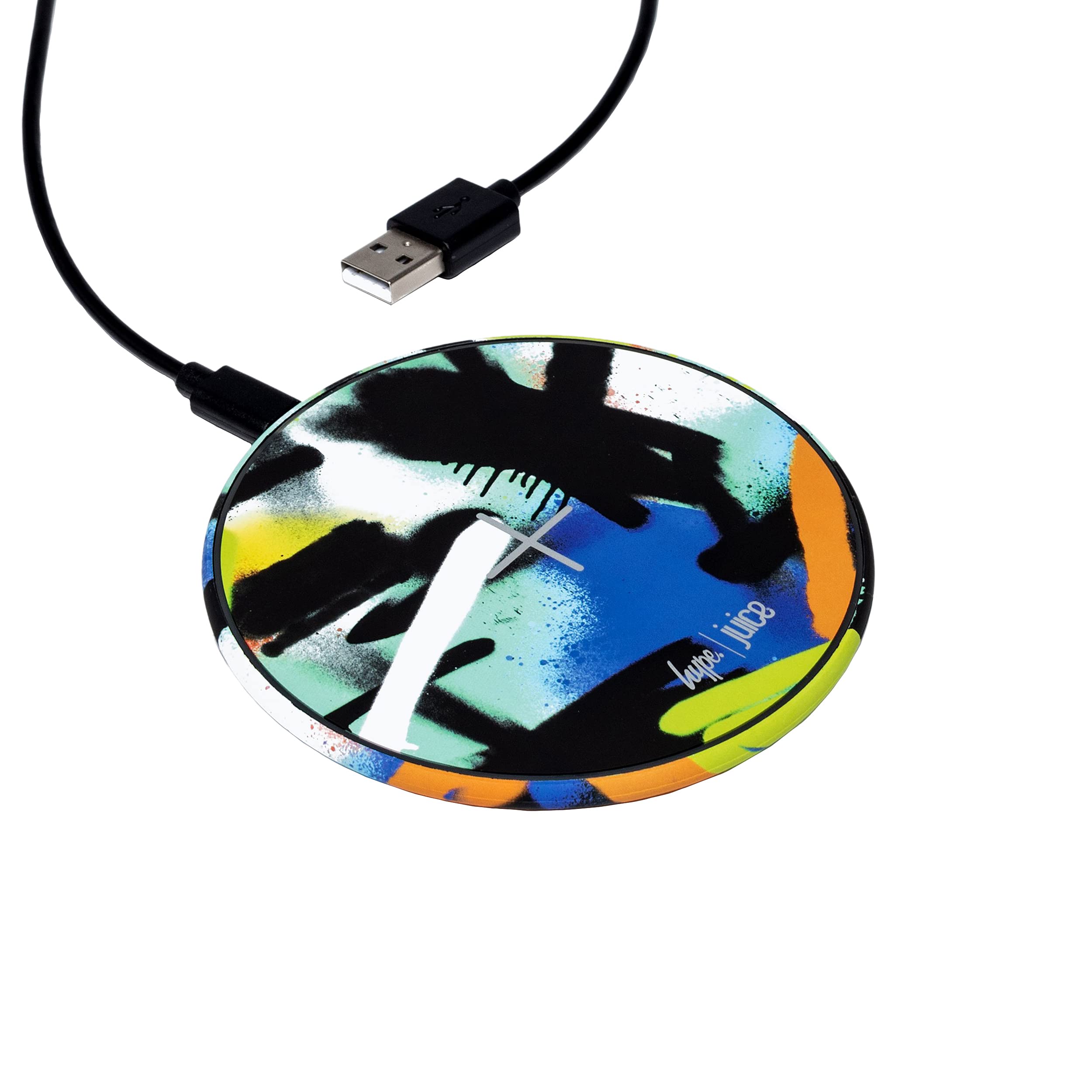 Juice X Hype Graffiti Print | 10W Wireless Charging Pad | Qi Certified | Charge Your iPhone, AirPods, Samsung Smartphone Or Android Smartphone Wirelessly & In Style | Limited Edition