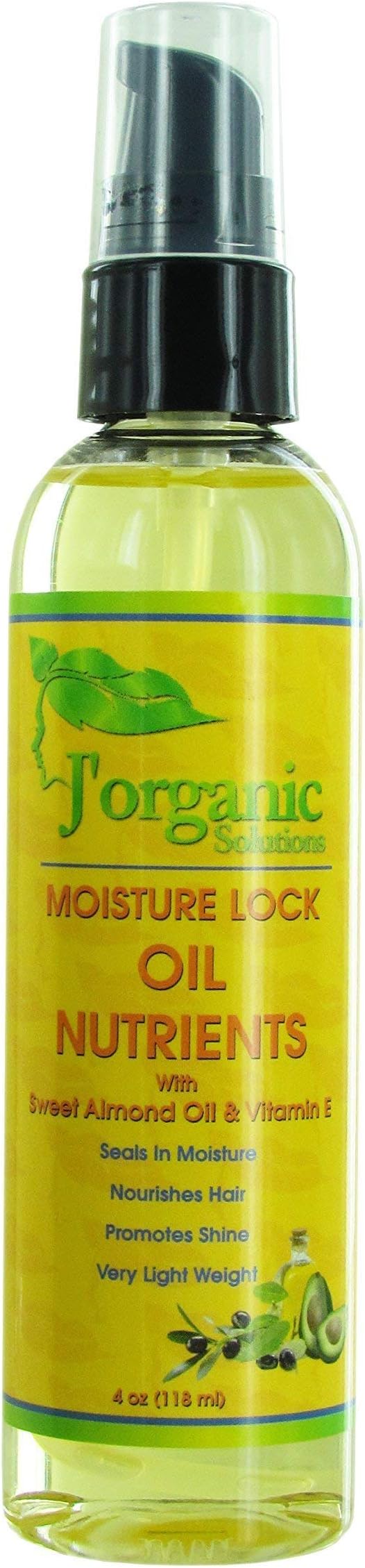 J'Organic Solutions Moisture Lock Oil Nutrients (with avocado, Castor, Sweet almond oil) 4 Oz