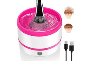 SOGUE Brush Cleaner Make Up,Automatic Makeup Brush Cleaner Machine,Portable Electric Makeup Brush Cleaner Cleanser Fast Drying&Deep Cleaning for All Size Beauty Makeup Brushes and Sponges White&Rosy