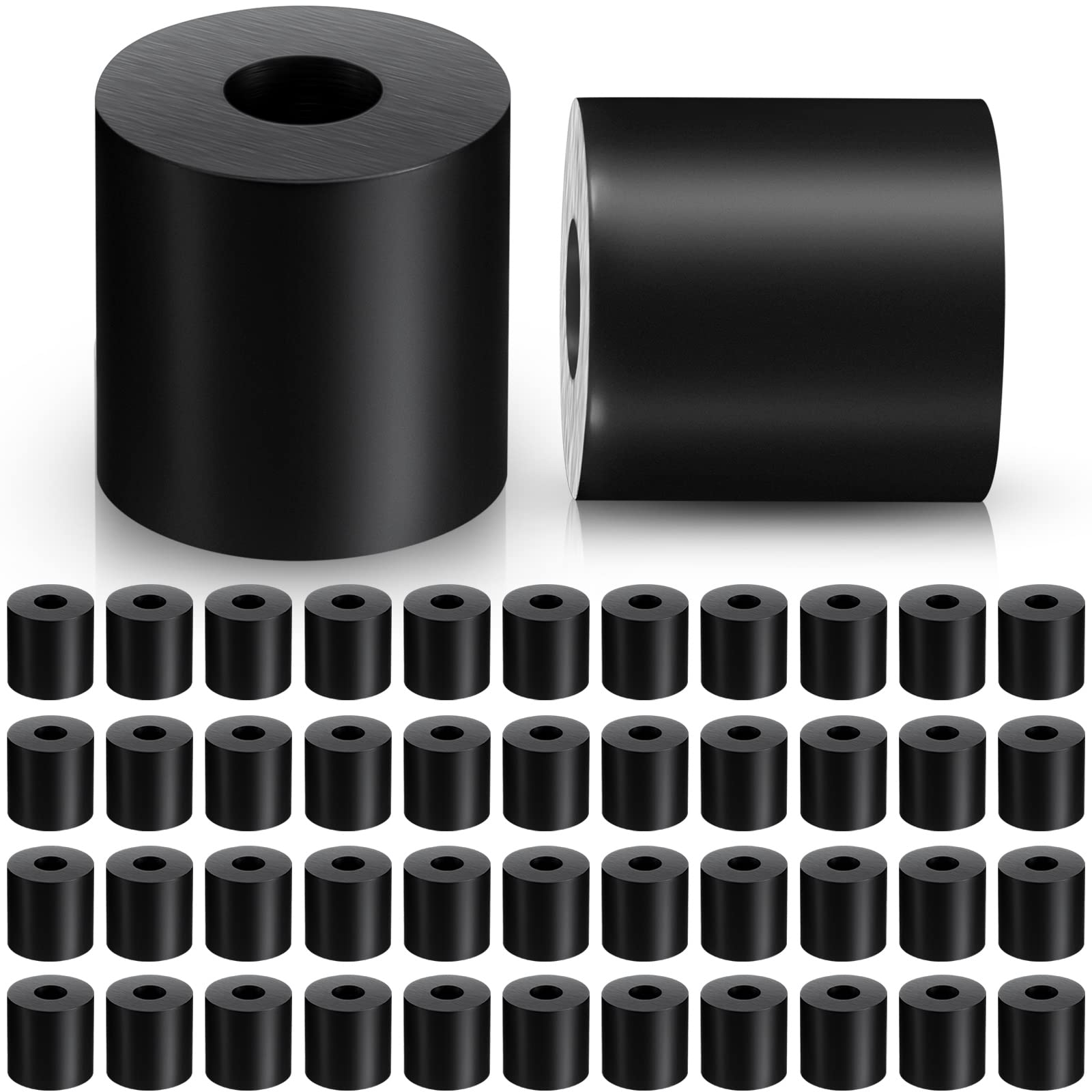 Photo 1 of Boao Multi Purpose Rubber Spacer 1 Inch OD x 3/8 Inch ID x 1 Inch Thickness Rubber Bushing Anti Vibration Spacer Black Round Neoprene Washers for Home and Car Accessories(48 Pack)