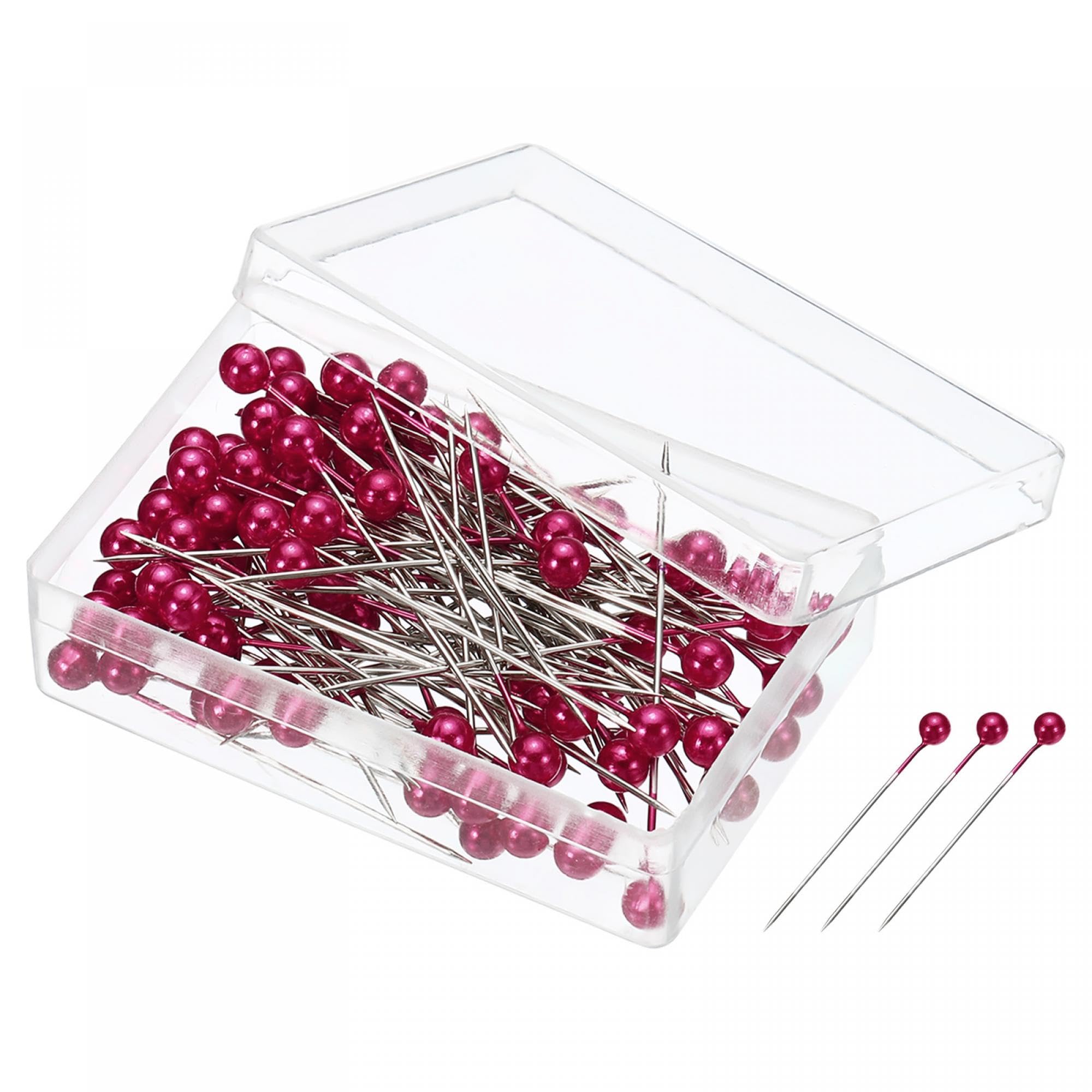 PATIKIL Pearlized Sewing Pins, 4 Set Stainless Steel Ball Head Needle Straight Quilting Pin for Dressmaker Decorations, Red