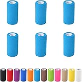 6 Pack Self Adhesive Bandage Wrap, 4 in x 5 Yards Non-Woven Self Adherent Cohesive Bandage, Vet Wrap Wound Tape for Thumb Finger Wrist Knee Ankle, Blue
