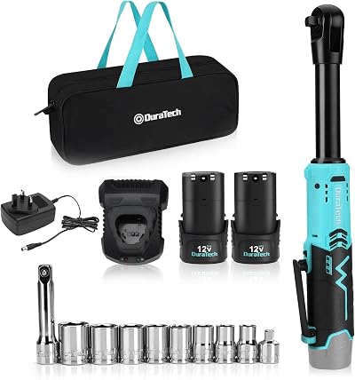 DURATECH 12V Extended Cordless Ratchet Wrench 3/8in 60Nm 180RPM Kit