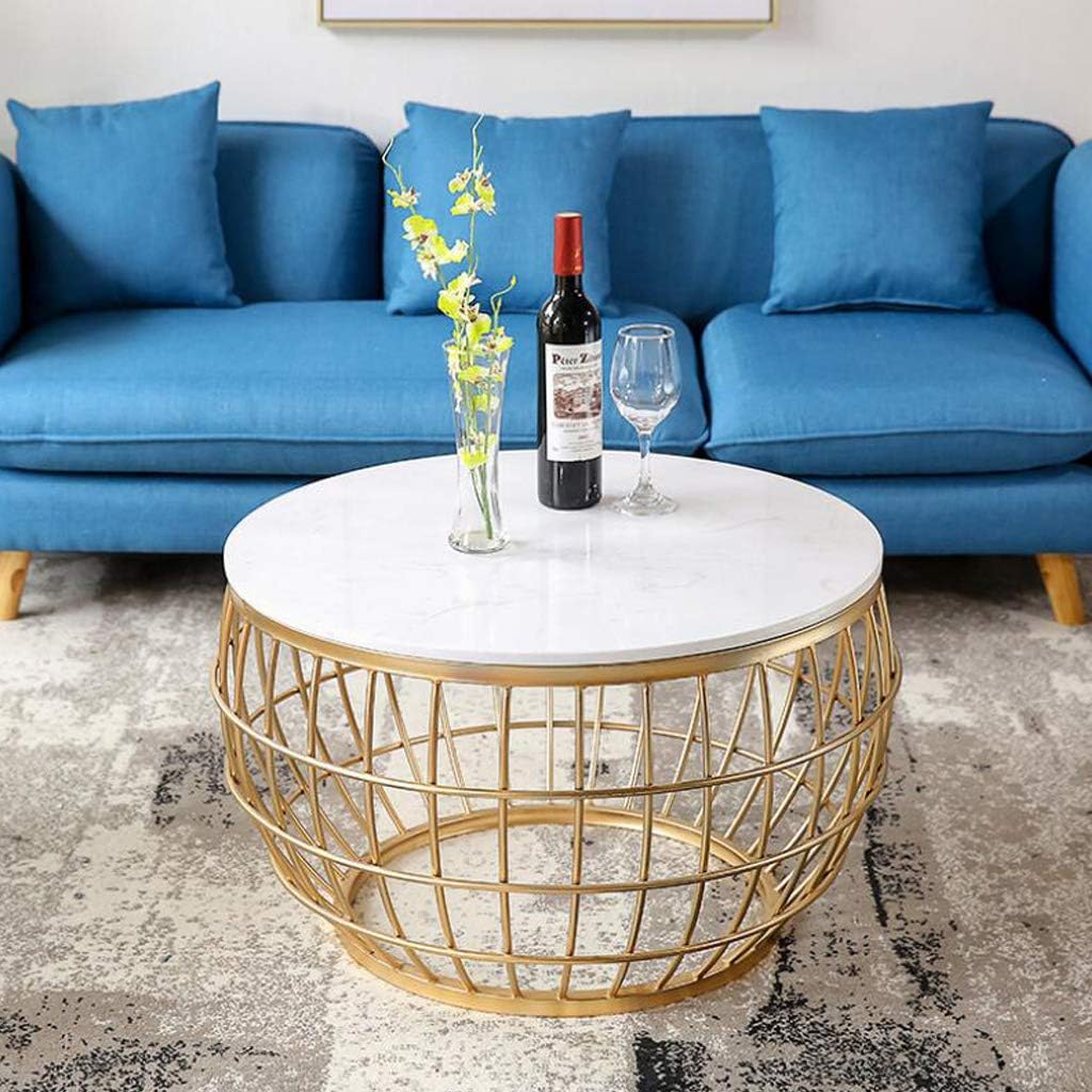 XWZJY Occasional Tea Tables Nordic Marble Center Tables for Living Room High-Grade Corner Coffee Table with Metal Base,Easy to Clean