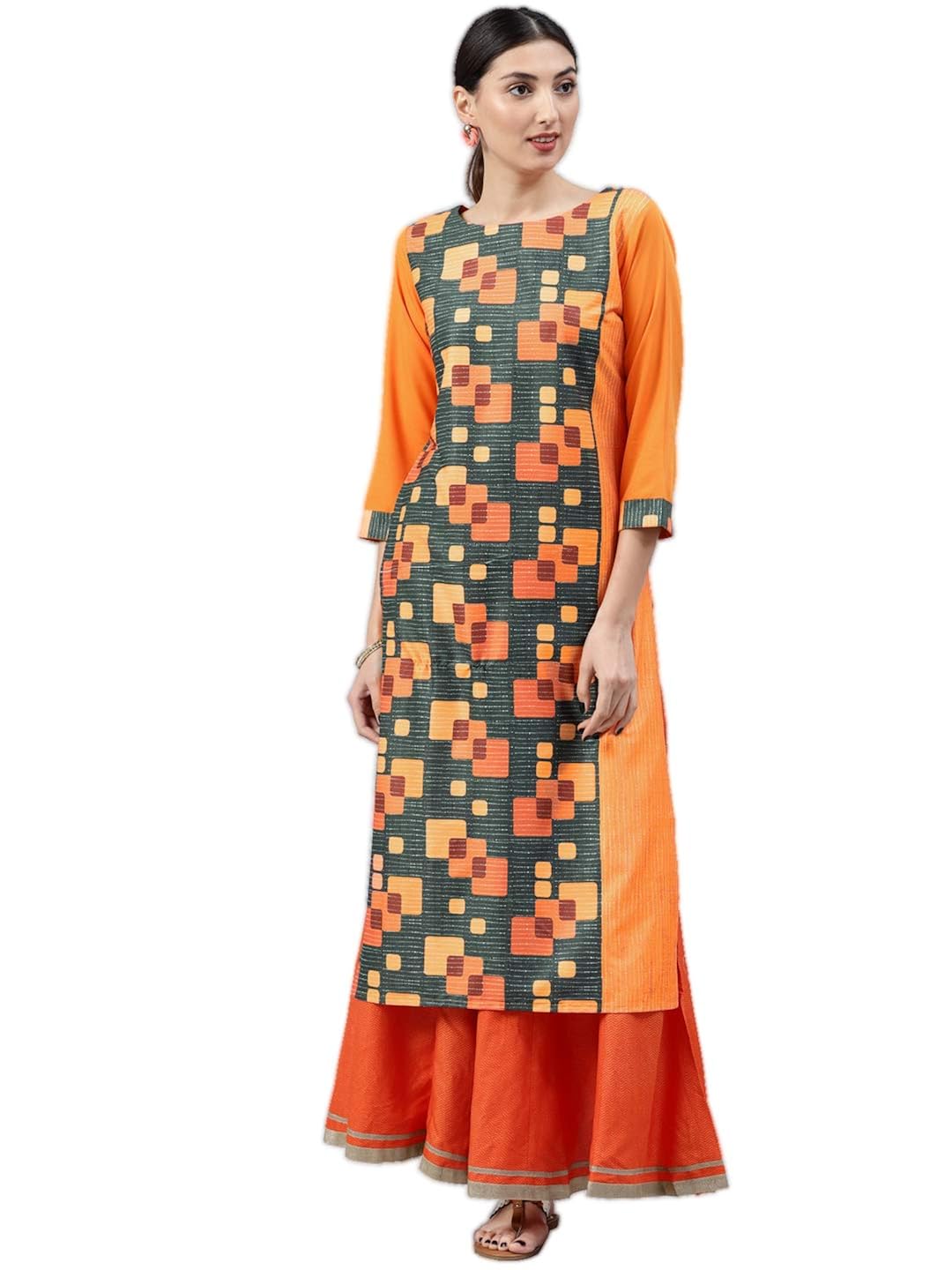 vaamsi crepe digital printed kurti(vpk1537_orange_free size)