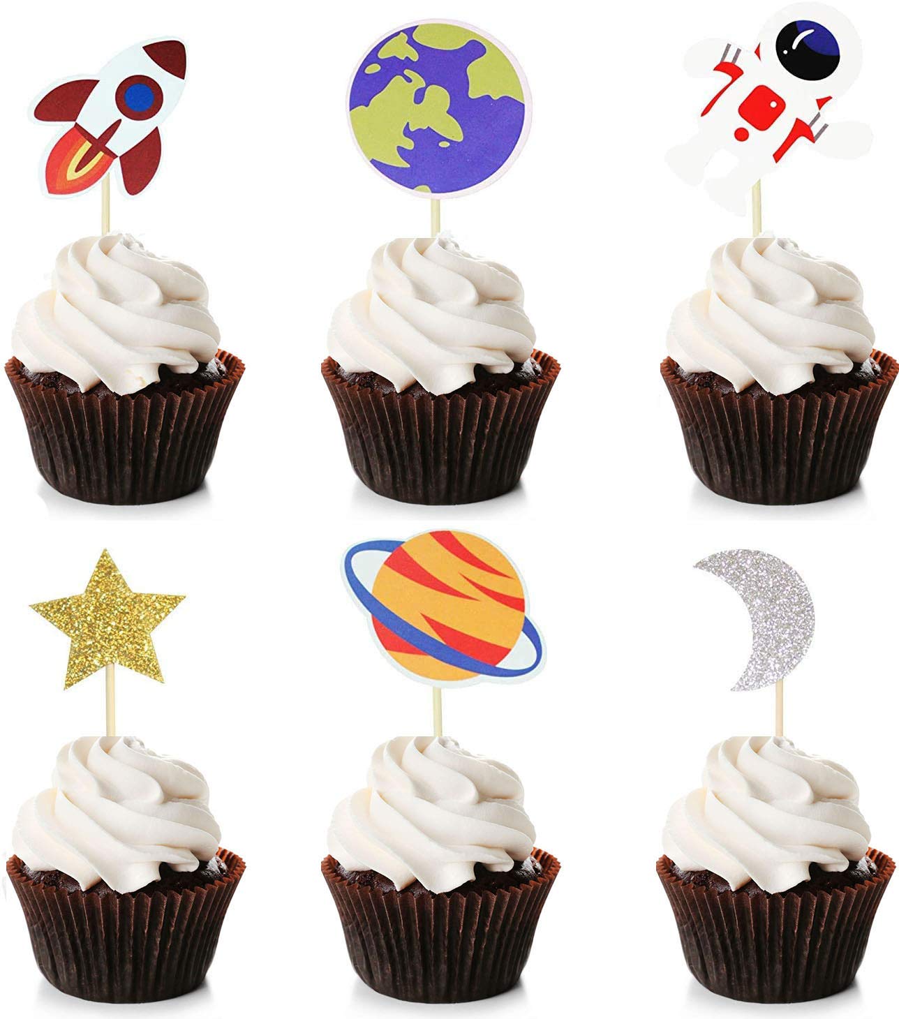 Buy Unimall Global 36 Pack Outer Space Cupcake Toppers Space Cake