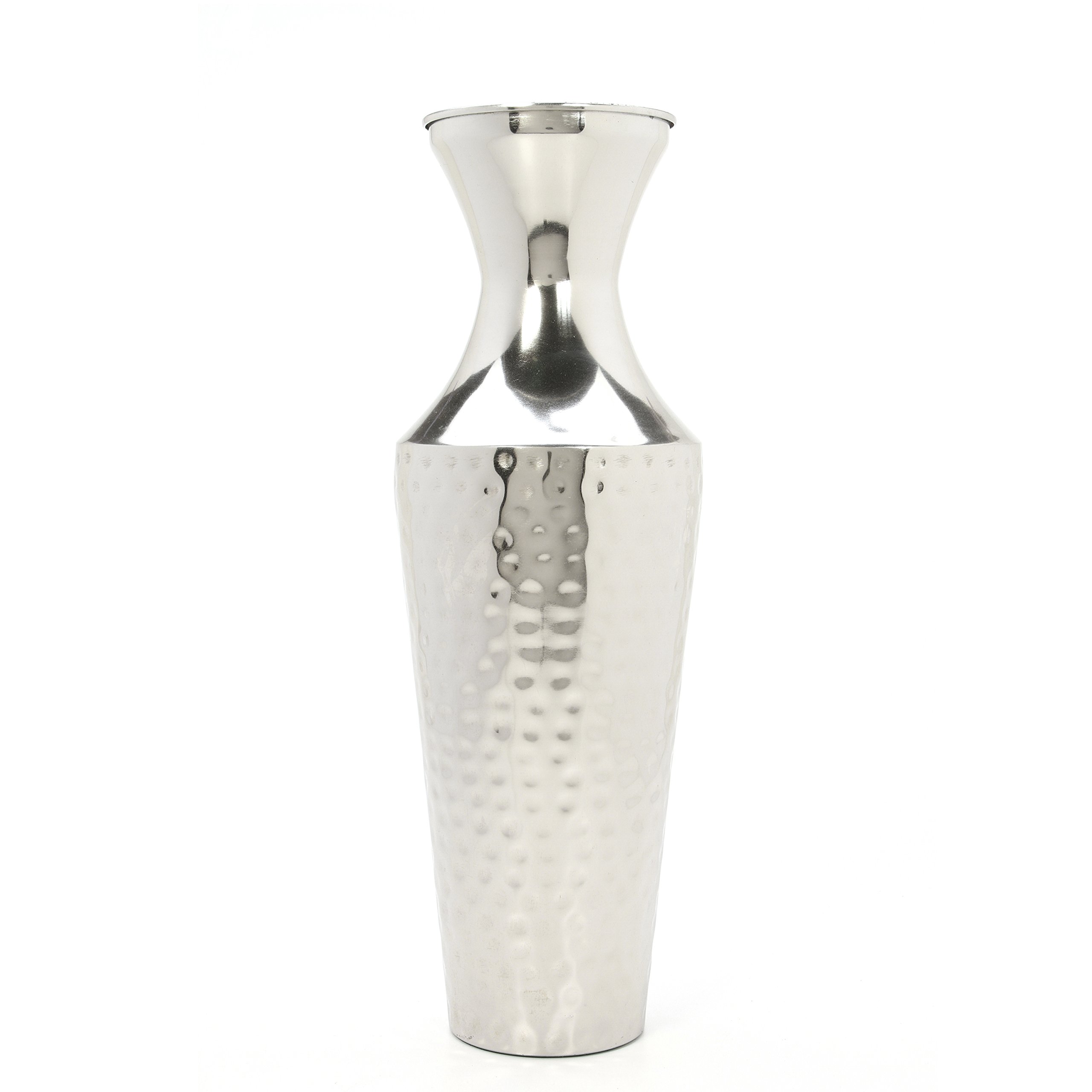 Hosley 18" High Silver Color Metal Floor Vase. Ideal for Dried Flowers, Gift for Wedding, Home, Spa, Votive Candle Gardens P9