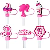 Straw Cover Cap for Stanley Cup, 6Pcs Cute Hot Pink Straw Topper Compatible with 30&40 Oz Tumbler with Handle, Reusable Silic