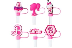 RABBIT TOO Straw Cover Cap for Stanley Cup, 6Pcs Cute Hot Pink Straw Topper Compatible with 30&40 Oz Tumbler with Handle, Reusable Silicone Straw Tip Covers as Stanley Cup Accessories(10mm)