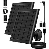 8W Solar Panel for Ring Camera, 2-Pack Solar Panel Charger Compatible with Ring Stick Up Cam Battery, Spotlight Cam Battery, Includes Barrel Plug to USB-C Adapter, IP65 Waterproof, 10ft Cable
