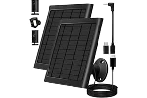 PUUQII 8W Solar Panel for Ring Camera, 2-Pack Solar Panel Charger Compatible with Ring Stick Up Cam Battery, Spotlight Cam Battery, Includes Barrel Plug to USB-C Adapter, IP65 Waterproof, 10ft Cable