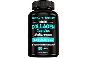 Vital Vitamins Multi Collagen for Women & Men - Type I, II, III, V, X - Grass Fed, Non-GMO - 150 Capsules