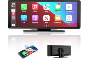 BOKILINO Wireless Apple Carplay Screen for Car, 10.26" HD Touchscreen Portable Android Auto Car Stereo with Bluetooth Car Radio Receiver Support GPS Navigation, Voice Control, Mirror Link, FM/AUX