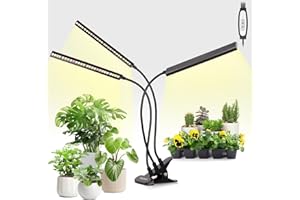 FOXGARDEN® Grow Lights Full Spectrum, Tri-Head Plant Lights for Indoor Growing with Flexible Gooseneck, 156 LEDs Clip Grow Lamp with 4/8/12H Timer, 4 Brightness Levels, Ideal for Indoor Growth
