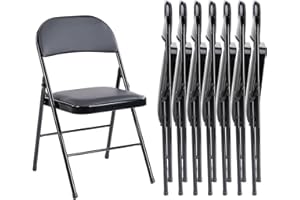 NEWBULIG Folding Chairs for Outside, Outdoor & Indoor Event Portable, Comfortable and Lightweight, 8 Pack, Black