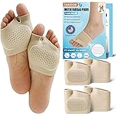 TASZOOS Metatarsal Pads for Women & Men - 4Pcs Thicker Ball of Foot Cushions with Gel for Pain Relief, Metatarsalgia, Morton's Neuroma - Foot Pads for Walking, Standing, Running - (Large, Beige)