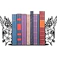 ENCIMART Bird Metal Bookends for Shelves Cute Flower Book Ends for Heavy Books Bookshelf Decorative Objects Office Home Desk Bookshelf Decor Book Lover Hummingbird Gifts for Women (Black)