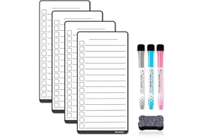 ALEZEL Magnetic Dry Erase List Board Set for Fridge, Dry Erase to Do List & Grocery List Refrigerator Whiteboard - Set of 4, 3 Markers + Eraser