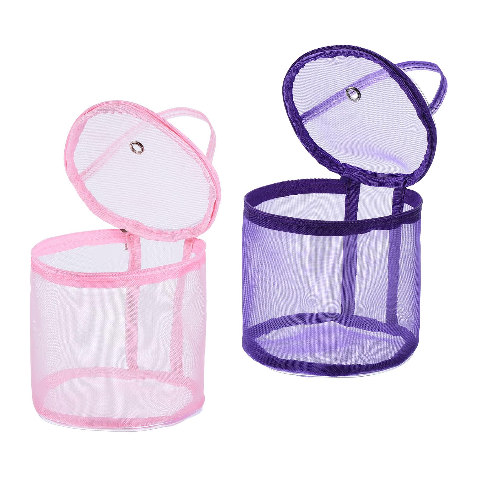YOKIVE 2 Pcs Yarn Storage Bag, Crochet Bag Portable Knitting Bag Organizer with Port and Handle Strap, Great for Crocheting (13cm x 14cm, Pink Purple)