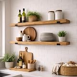 MKGT Handcrafted Rustic Wooden Floating Shelves Set of 2 130cm UK Made view 4