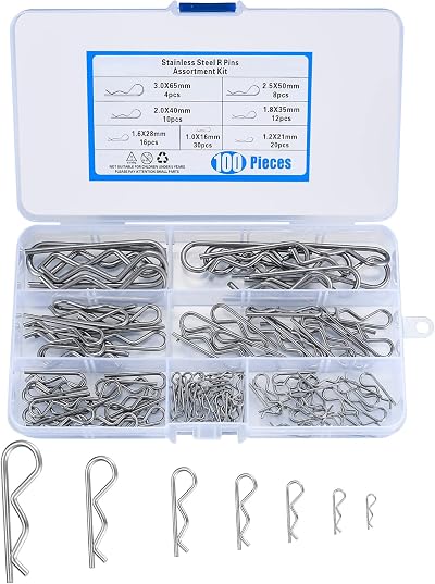 Jttxiu Cotter Pins Assortment Kit 100 Pcs Stainless Steel R Clips