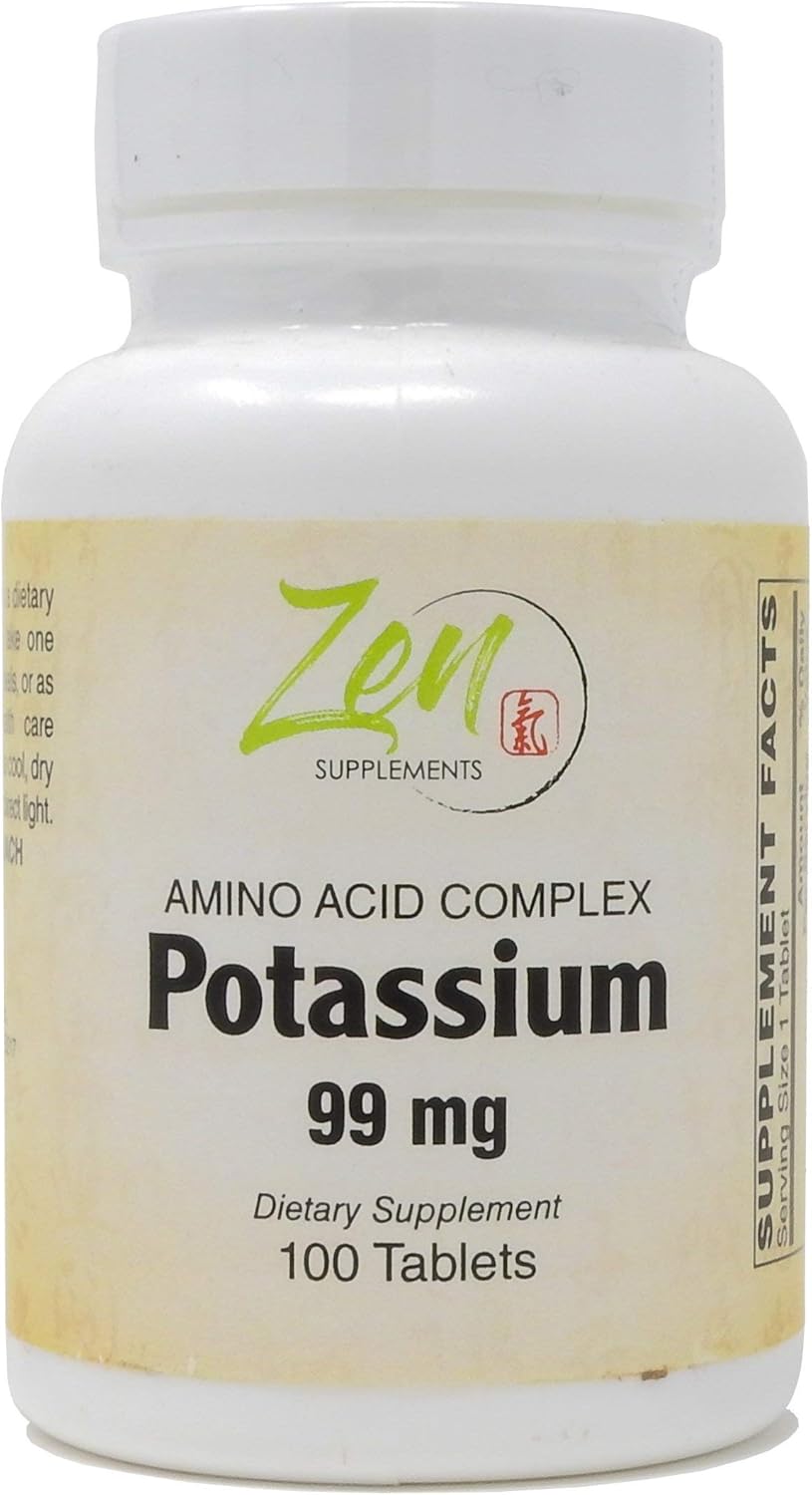 Zen Supplements Potassium 99 mg (Amino Acid) 100Tabs