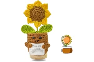 CHPPEY Funny Mini Positive Sunflower Doll Crochet with Positive Card - Thank You for Listening, Appreciation Gift for Coworker, Friends, Family, Birthday, Thank You Gift for Women and Men