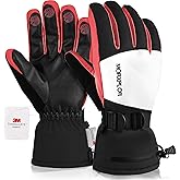 MORXPLOR Ski Snow Gloves for Men Women,3M Thinsulate Insulated Warm Winter Snowboard Windproof Winter Touchscreen Snowmobile Gloves for Cold Weather