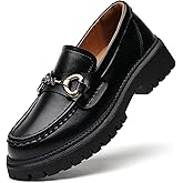 QHH Loafers for Women Women's Loafers & Slip-ons Leather Platform Chunky Penny Shoes Business Casual Shoes Comfortable Dressy Office Work Shoes