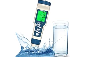 GISNPA PH Meter, Digital 4-in-1 PH ORP H2 Temp Meter with ATC, H2 Water PPB/PPM Meter, 0.01 Resolution High Accuracy PH Tester for Drinking Water