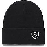 XMMAXFLOW Beanie for Women Men Winter Knit Hats Soft Warm Cuffed Beanie with Smile Face