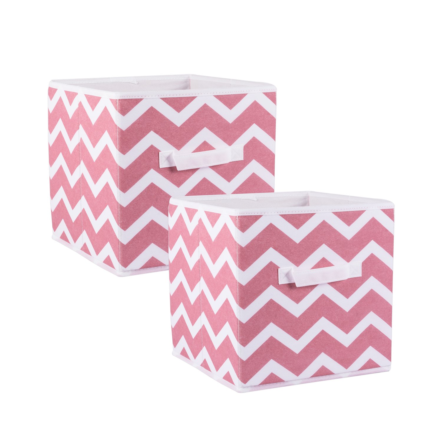 DII Fold-able Fabric Storage Container, 11 x 11 x 11-Inch, Set of 2, Rose Chevron, Small (2)