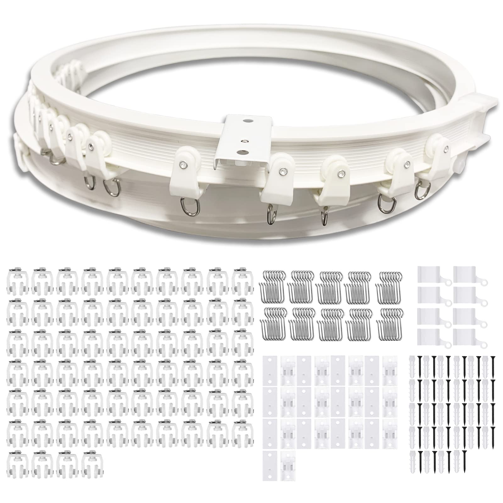 Photo 1 of Flexible Ceiling Curtain Track | 26.3 ft (8 m) Curved Curtain Rail with Mute Rollers | Bendable Mount for Shower Bay Window RV Room Divider