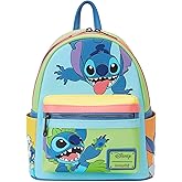 Loungefly Disney Stitch Color Block Mini Backpack Handbag Double Strap Shoulder Bag