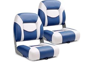 SUNDGORA Low Back Boat Seats, 2 Pack Folding Boat Seat with Screws & Aluminum Hinges, Thickened Sponge Padding, Waterproof Fi