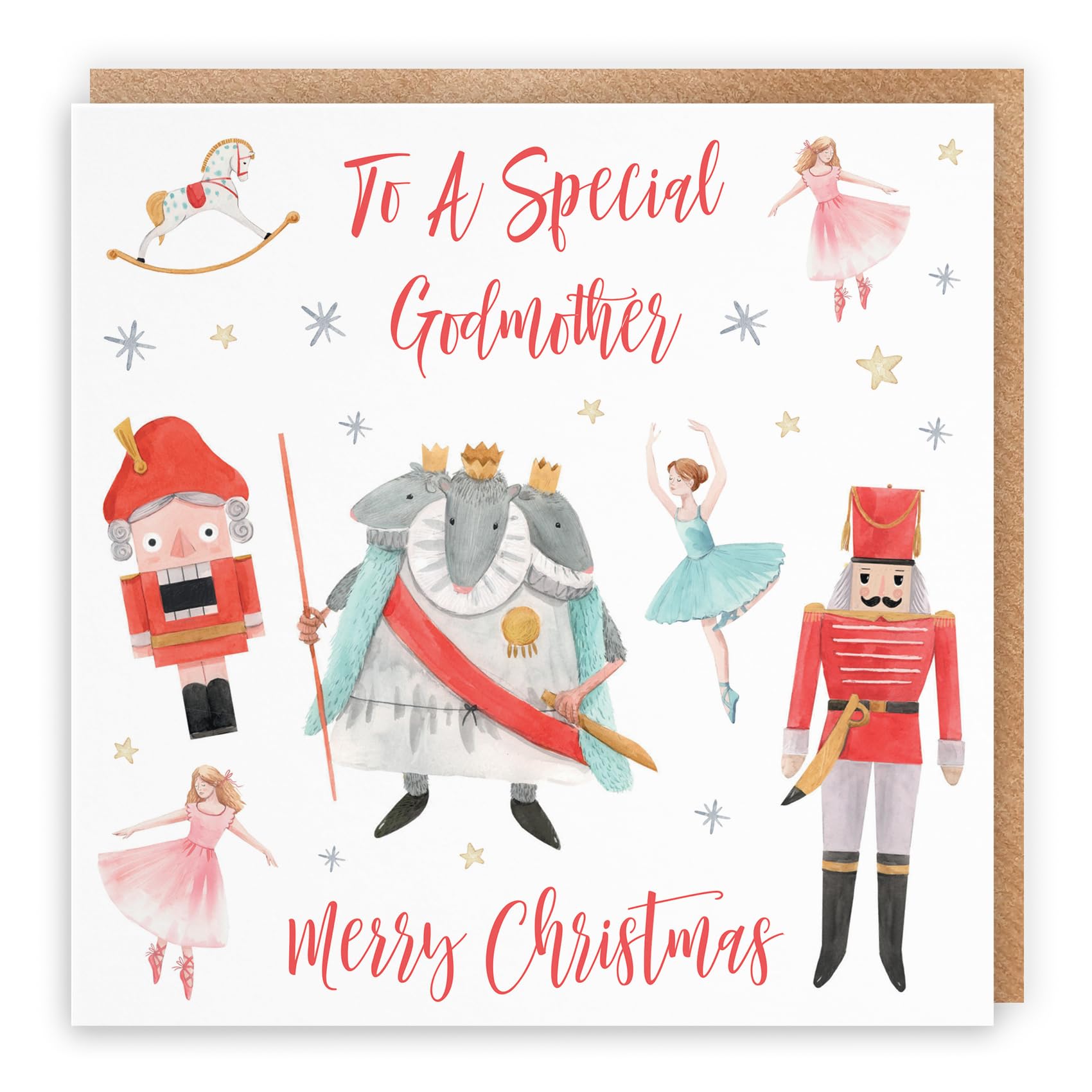 Hunts England - Godmother Christmas Card - To A Special Godmother - Merry Christmas - Nutcracker Collection - Fun Xmas Card