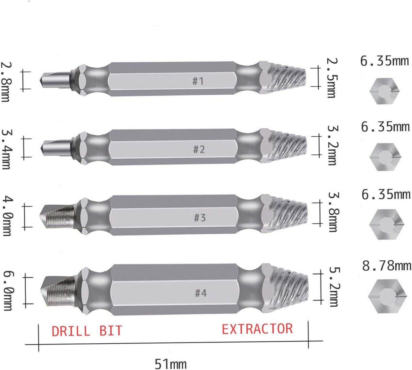 How To Remove A Stripped Hex Head Bolt / Hex Shank Screw Remover 1 Set