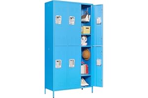 BYNSOE Metal Locker 6 Doors Employees Locker Storage Cabinet Locker School Hospital Gym Locker Requires Assembly (Blue-6 Doors 36" w)
