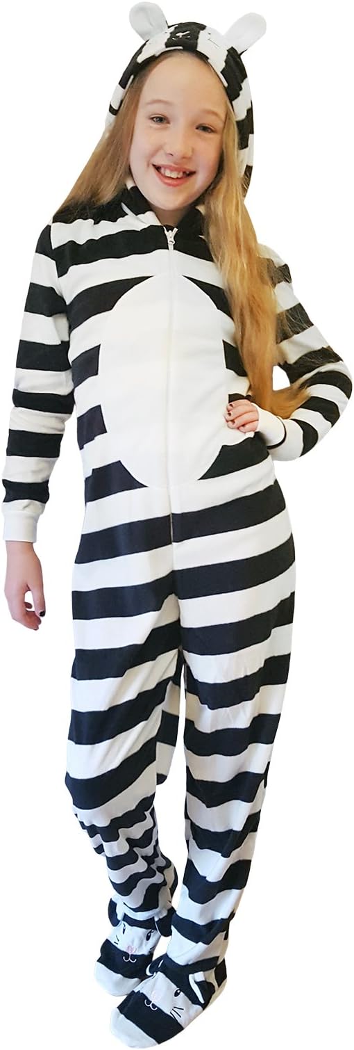 Roaster Toaster Girls Hooded Fleece All in One Piece Pyjamas Jump Sleep Suit Onesie PJ Nightwear