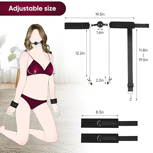 Sex Bondage BDSM Bondage Set Sex Toy with Breathable Ball Gag Nipple Clamps  Chain Back Sex Handcuffs Collar Adjustable Bondage Equipment Included Adult  SM Games Couples Sex Toys in Saudi Arabia |