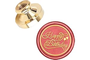 CRASPIRE Happy Birthday 25mm Wax Seal Stamp Head Replacement Sealing Brass Stamp Head Olny No Handle Removable Brass Head for Wedding Invitations Gift Envelopes Cards Decoration