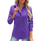 siliteelon Button Down Shirt for Women Long Sleeve Dress Shirts Fitted Work Blouse, Stain-Resistant for Business Casual Wear