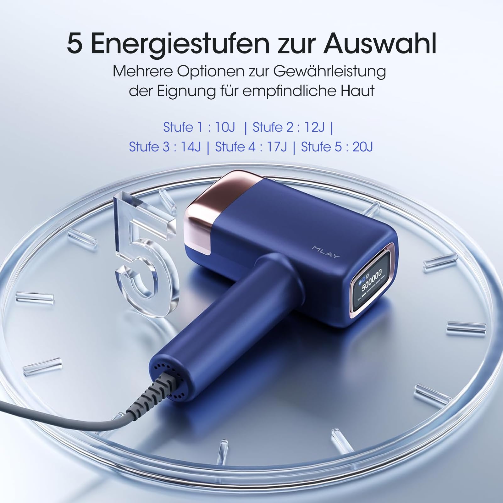MLAY IPL Laser Haarentfernung zuhause, 0,5 Sek./Impuls, schmerzfreie Haarentfernung mit Kühlung, zwei Präzisionsköpfen, Männer und Frauen geeignet für Gesicht, Achselhöhlen, Beine und Bikinizone 7