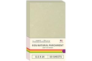 THUNDERBOLT PAPER 50 Natural Parchment 60# Text (=24# Bond) Paper Sheets - 8.5 X 14 inches Legal Size - 60 Pound is Not Card Weight - Vintage Colored Old Parchment Semblance