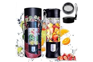 TOYCOL Portable Blender, Type-C Rechargeable Travel Juicer Cup Electric Mini Personal Size Blenders for Smoothies and Shakes Fruit Juice Mixer with 6 Updated Blades for Travel Sports Kitchen13.5Oz(Black)