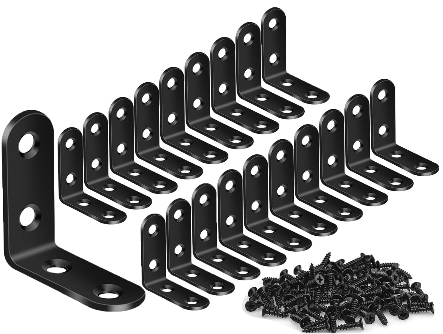 ZiYuya Corner Braces Metal L Bracket Heavy Duty Joint Right Angle Shelf Support Corner Braces Wall Bracket for Shelves Wood Furniture Cabinet (Black, 20 Pack, 40mm x 40mm)