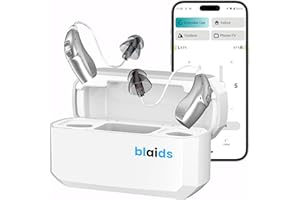 Blaids Neuro Rechargeable RIC Programmable Hearing Aids for Seniors and Adults, Audiogram with Bluetooth Mobile App Hearing Test Audiogram & Noise Cancellation, Dual Mic & 48 DSP Channels | USA-Made Multi-Core Processor