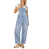 luvamia Denim Overalls for Women Barrel Leg Baggy Loose Fit Bib Stretchy Jean Jumpsuit Adjustable Strap Casual Overall