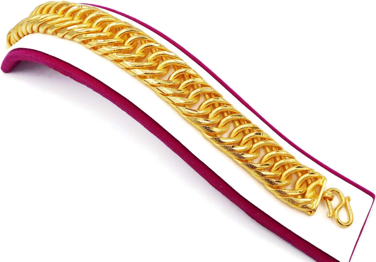 Men's Bracelet Band Thai Gold Plated Bangle 22k 24k Thai Baht Yellow Gold Filled Bracelet 8 Inch Width 20 mm Jewelry