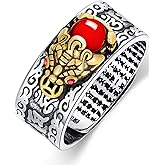 Seiyang Feng Shui Ring 925 Stering Silver Pixiu Mantra Ring Protection Wealth Adjustable Rings Gift for Men Women (with Gift Box)